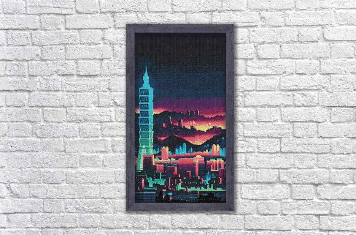 Night Skyscraper WD2336 14.9 x 27.6 inches Wizardi Diamond Painting
